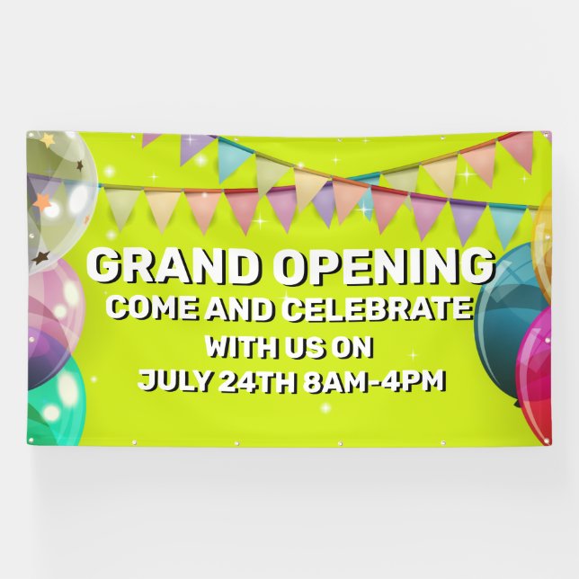 Customise Grand Opening  Balloons Bunting Business Banner (Horizontal)