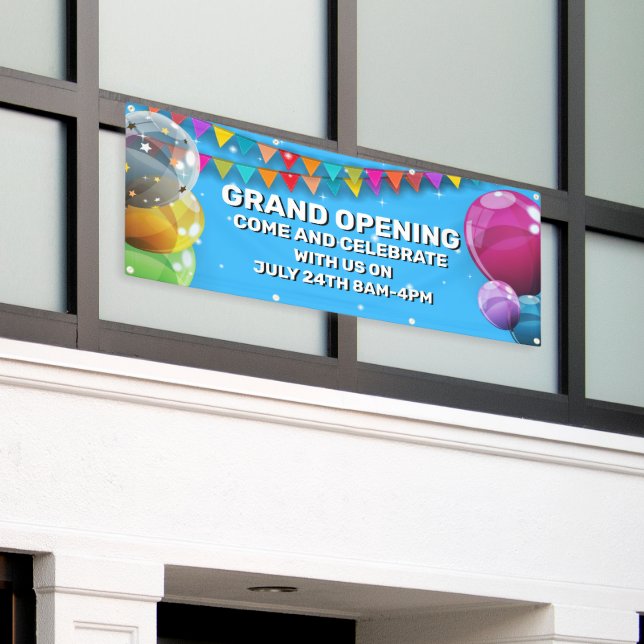 Customise Grand Opening  Balloons Bunting Business Banner (Outside Building)