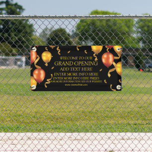 Customise Grand Opening Gold Balloons Ribbons Shop Banner