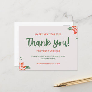 Customise Green Happy New Year Thank You Customer Postcard