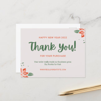 Customise Green Happy New Year Thank You Customer Postcard