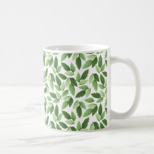 Customise Green Leaf Pattern Coffee Mug