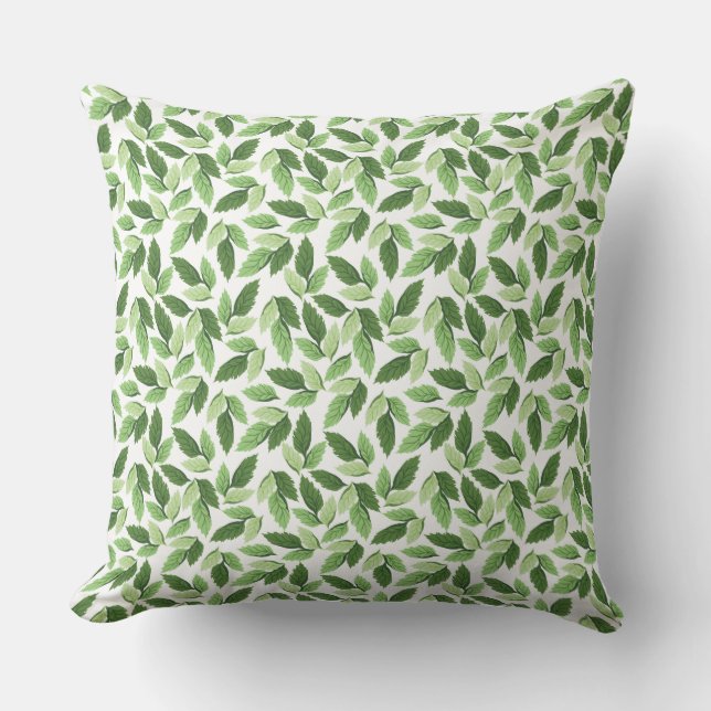 Customise Green Leaf Pattern Cushion (Front)