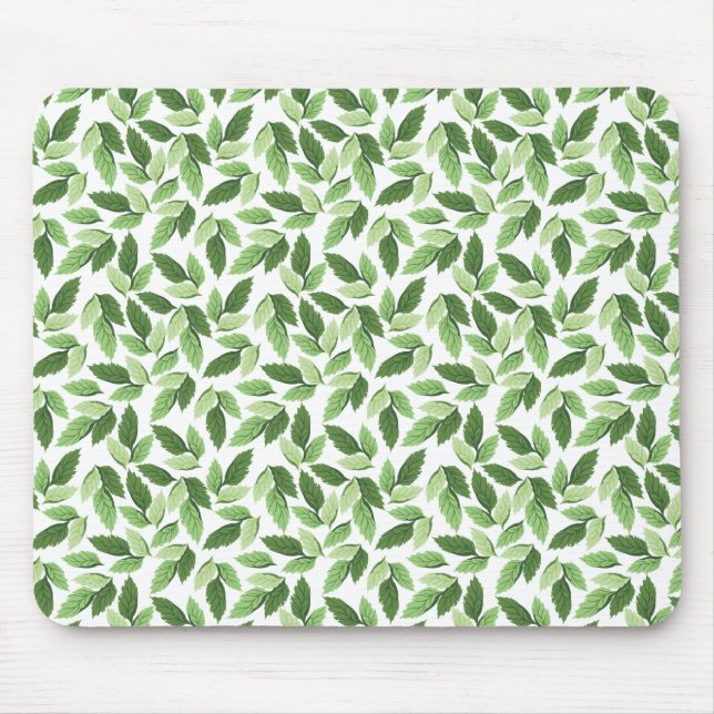 Customise Green Leaf Pattern Mouse Pad (Front)