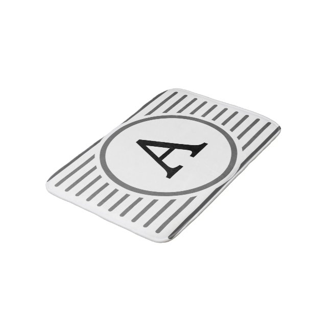 Customise Grey White Stripes Pattern Bath Mat (Angled)