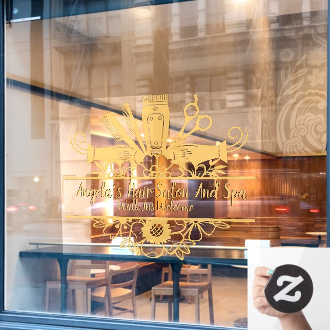 Customise Hair Salon And Spa Gold Black Shadow Tex (Cafe Window)