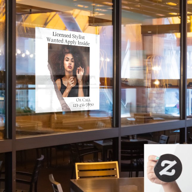 Customise Hair Stylist Wanted Apply Inside (Restaurant Window)