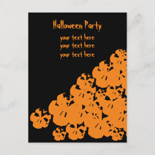 Customise Halloween party skulls black orange Invitation Postcard