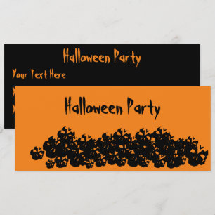 Customise Halloween Party skulls pile black orange Invitation