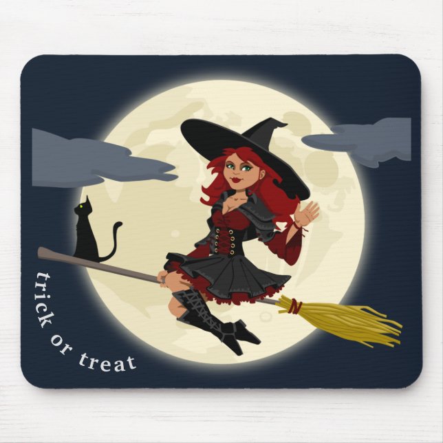 Customise Halloween Witch Design Mouse Pad (Front)