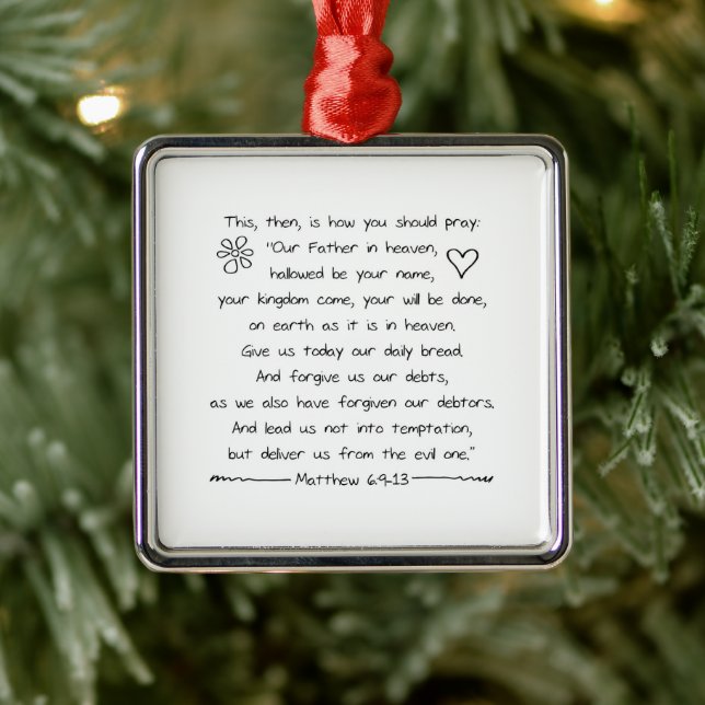 Customise Handwriting Bible Verse The Lords Prayer Metal Ornament (Tree)