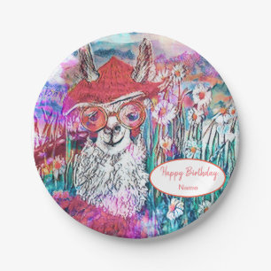 Customise Happy Birthday Mama Llama Paper Plate