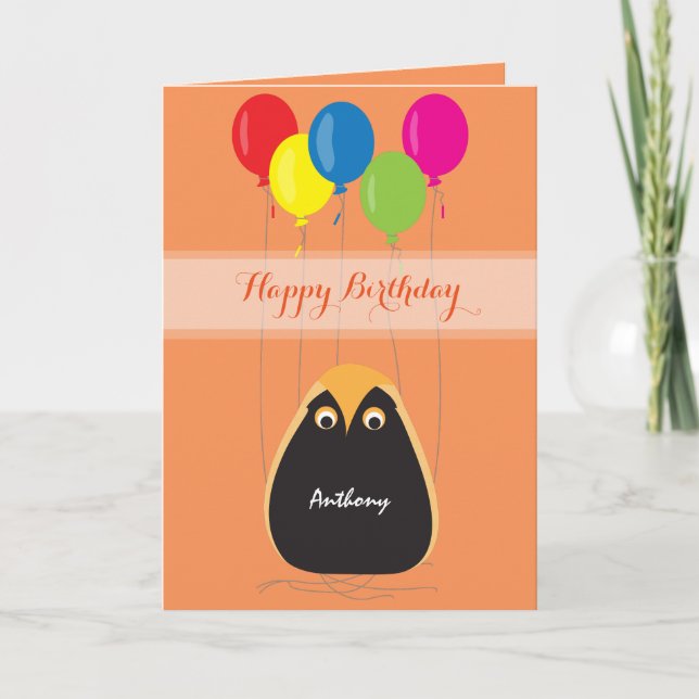 Customise Happy Birthday with a Lucky Owl Card (Front)