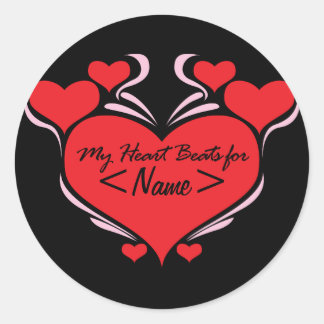 Customise Heart Beats for, <Name> Classic Round Sticker