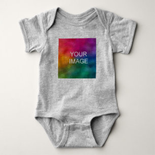 Customise Heather Grey Colour Template Add Image Baby Bodysuit