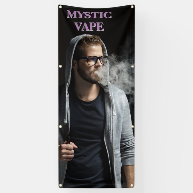 Customise Hipster Man Vaping Vape Shop Business  Banner (Vertical)