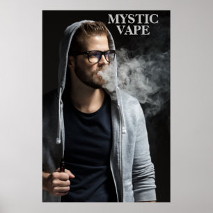 Customise Hipster Man Vaping Vape Shop Business  Poster