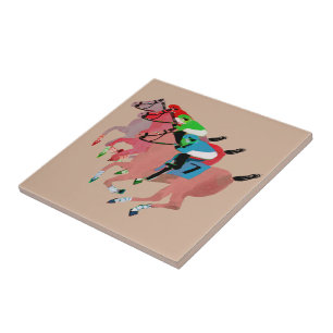 Customise Horse Racing Design Ceramic Tile