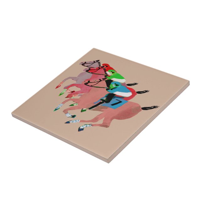 Customise Horse Racing  Design Ceramic Tile (Side)