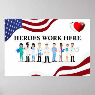 Customise Hospital Heroes Work Here Icon Staff   Poster