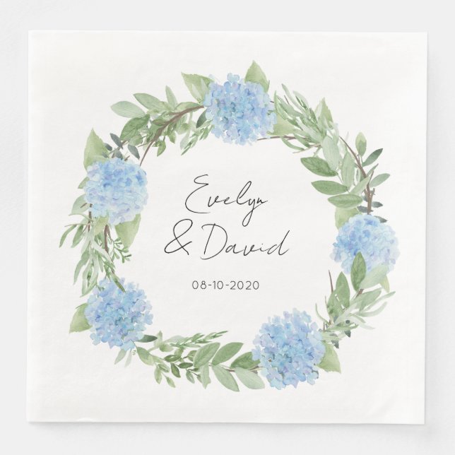 Customise Hydrangea Watercolor Napkin (Front)