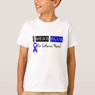 Customise I Wear Blue Ribbon Colon Cancer T-Shirt