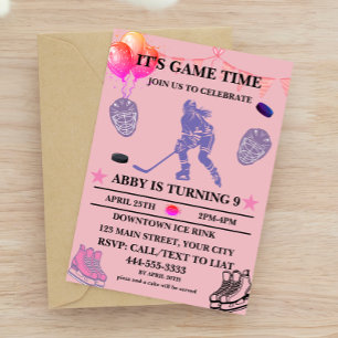 Customise Ice Hockey Birthday Theme Invitation