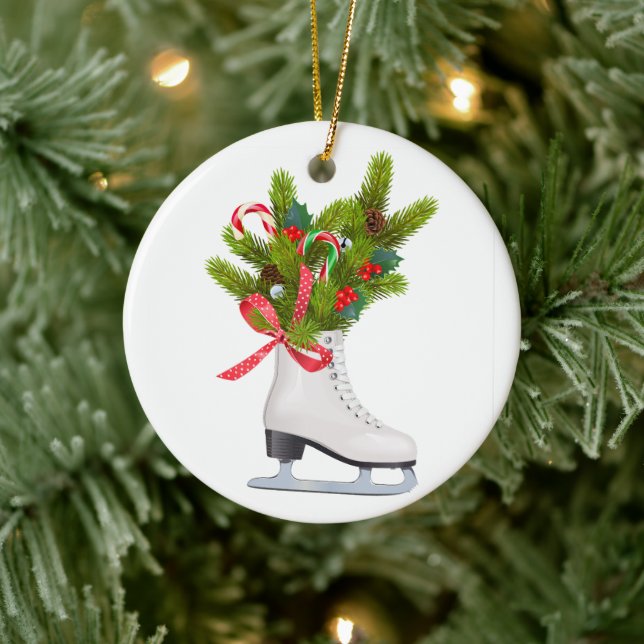 Customise Ice Skate For Christmas Ceramic Ornament (Tree)
