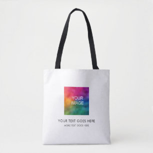 Customise Image Text Elegant Template Trendy Tote Bag