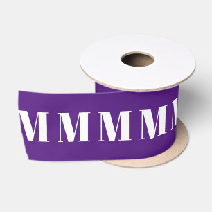 Customise Initial letter Purple Violet White Satin Ribbon
