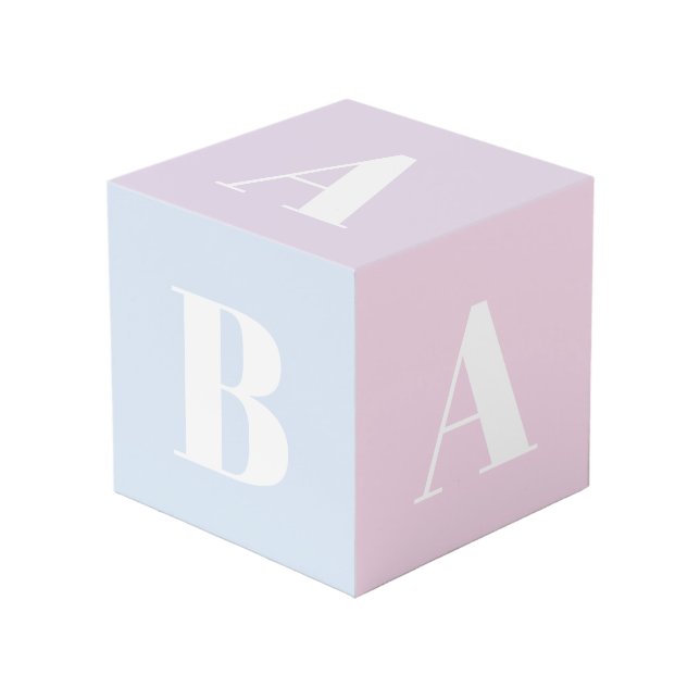 Customise initials monogram photos Baby Cube (Front Angled)