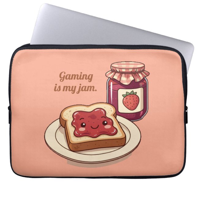 [Customise] is my jam - cute jam and toast cartoon Laptop Sleeve (Front)