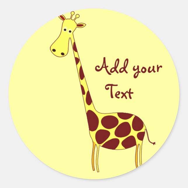 Customise It! Cute Giraffe Design Classic Round Sticker (Front)