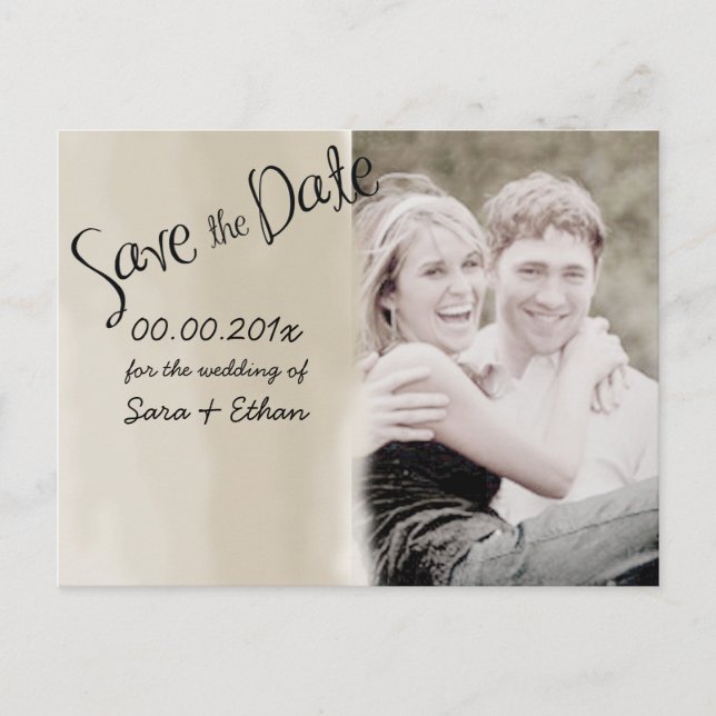 Customise it/save the date/watercolor/tan announcement postcard (Front)