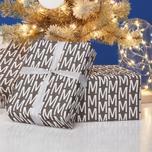 Customise it w/Initial, White Letter brown Wrapping Paper