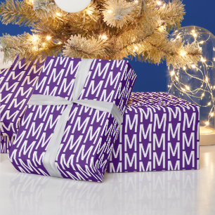 Customise it w/Initial, White Letter purple violet Wrapping Paper
