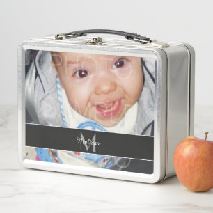 Customise it with Your photo and Monogram Metal Lunch Box