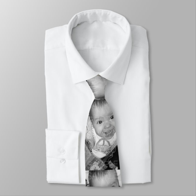 Customise it Your Black and White photo pattern Tie (Tied)