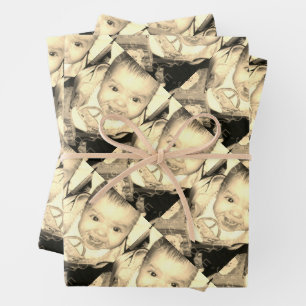 Customise it Your sepia brown photo pattern Wrapping Paper Sheet