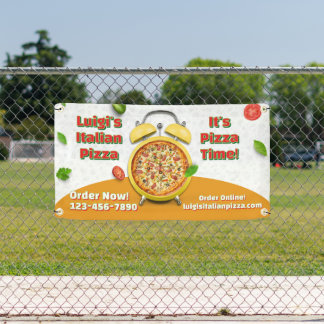Customise Italian Pizza Shop Business Pizza Time  Banner