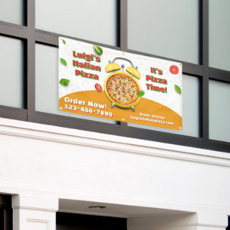Customise Italian Pizza Shop Business Pizza Time  Banner
