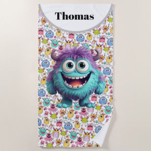 Customise Kids Funny Monsters Beach Towel