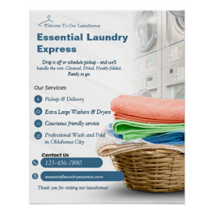 Customise Laundromat Wash N Fold Service Poster