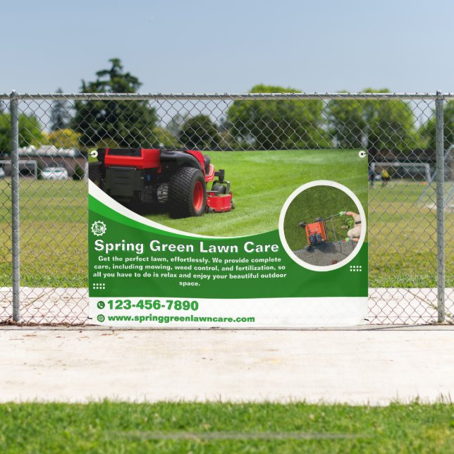 Customise Lawn Care Business Roadside Fence Banner (Insitu)