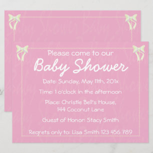 Customise Light pink Baby Girl shower invitation