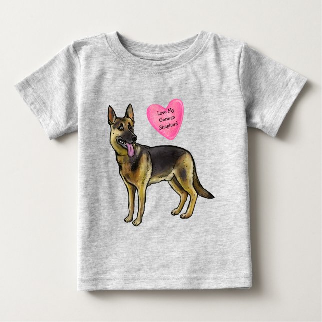 Customise Love My German Shepherd Dog Pet Baby T-Shirt (Front)
