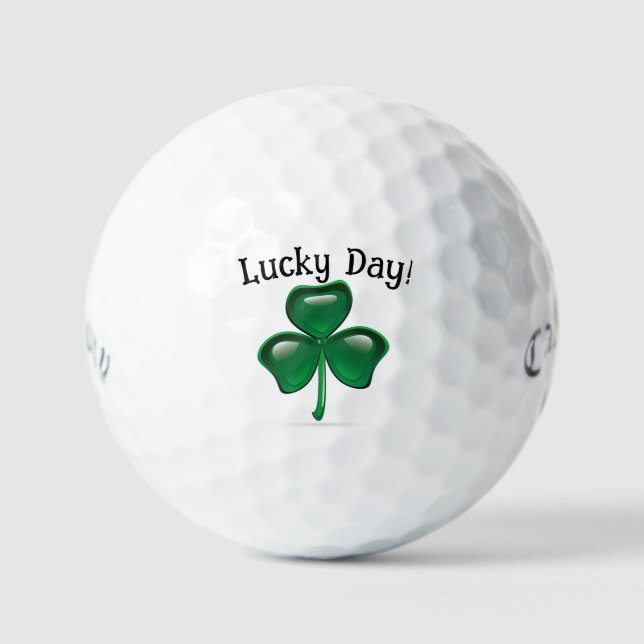 Customise Lucky Day! Shamrock Golf Balls (Front)