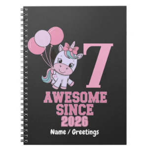 Customise Magical 7 Yrs Old Unicorn Birthday Girl Notebook
