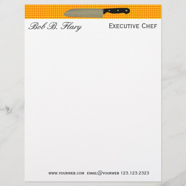 Customise ME Chef Santoku Knife Culinary Letterhead (Front)