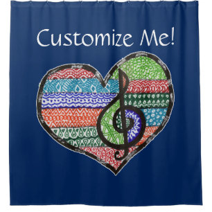Customise Me Colourful Music Treble Clef Heart Shower Curtain